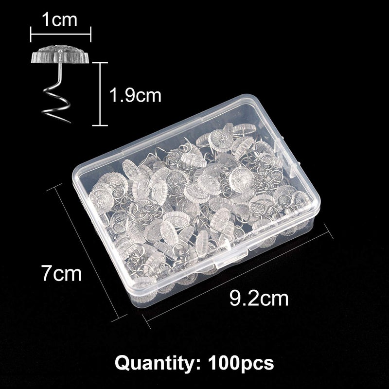 KUUQA 100 Pieces Upholstery Twist Pins Clear Heads Bed Skirt Pins for Slipcovers and Bedskirts - Image 2